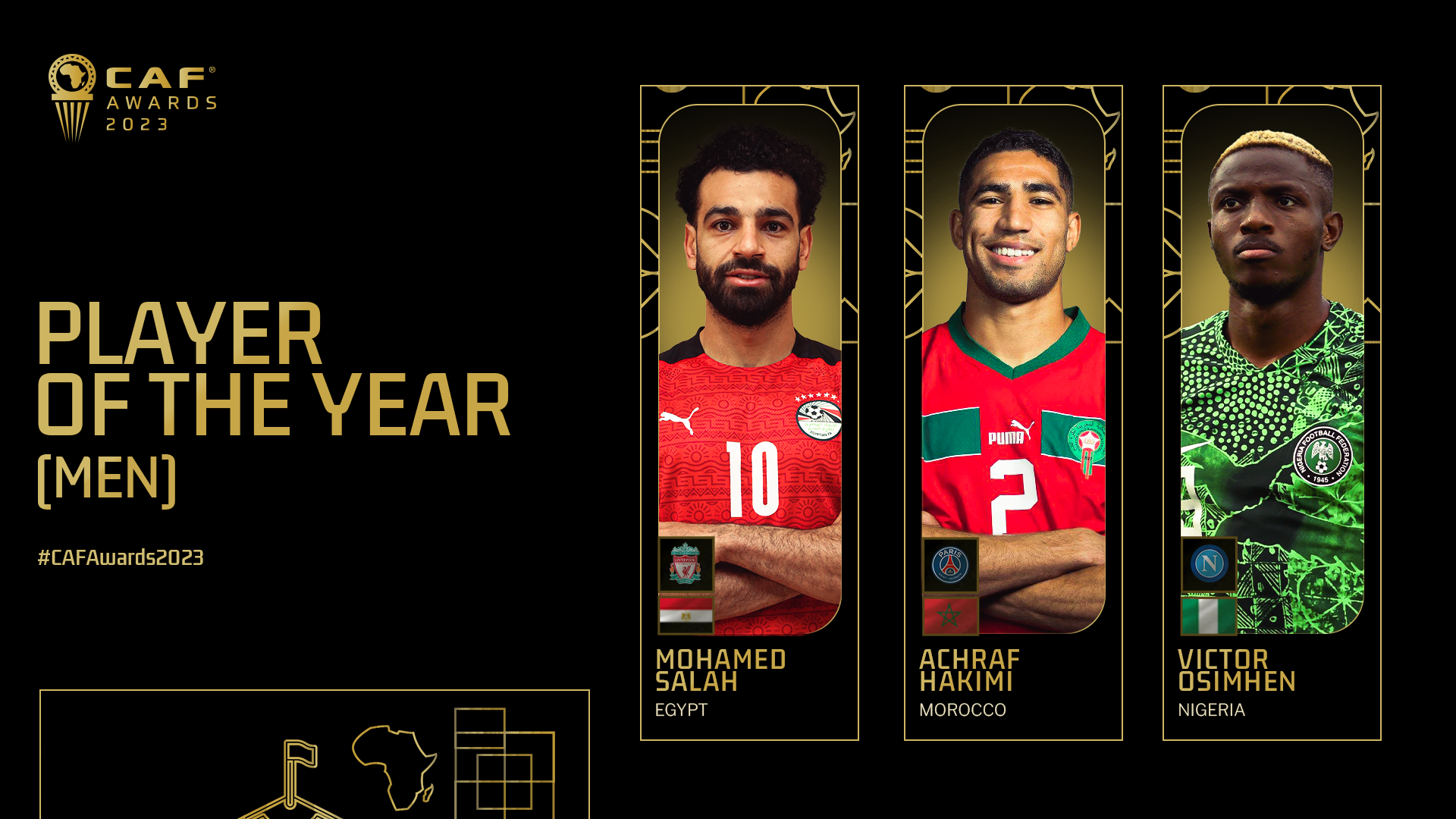 Caf Awards 2023 : Salah, Hakimi et Osimhen, pour le titre du joueur africain de l’année