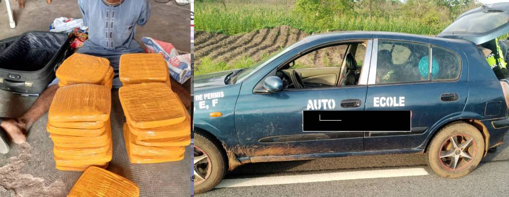 Bénin : 43 plaquettes de stupéfiants saisies à Béssè à bord d’une voiture d’auto-école