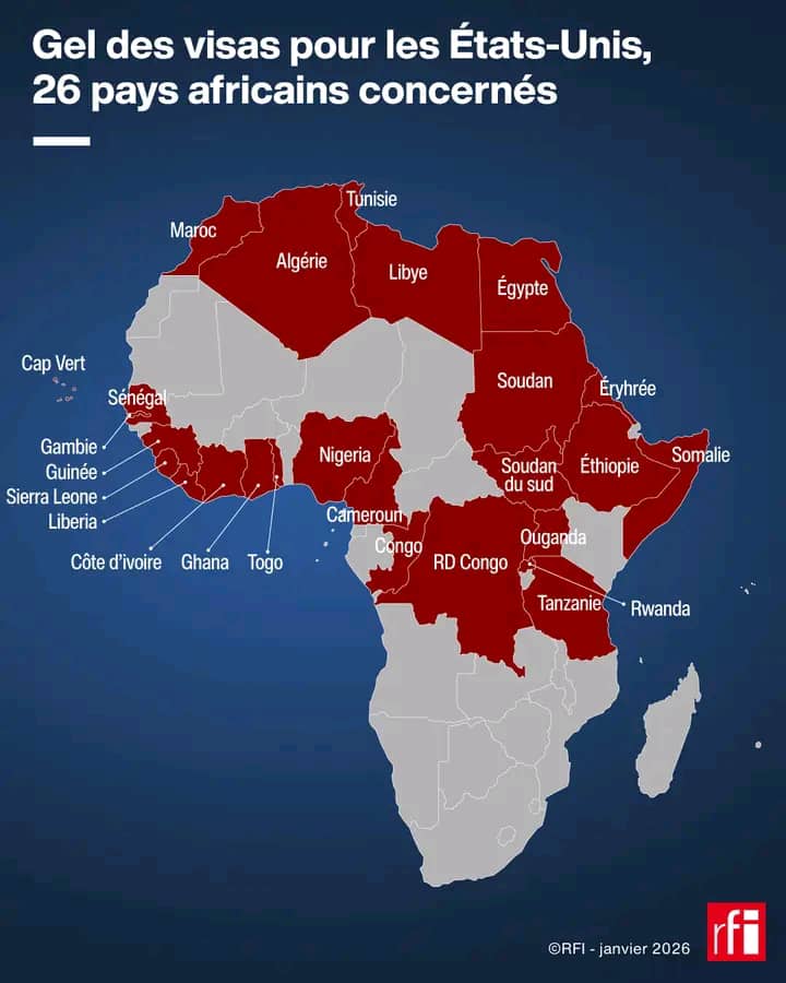 Gel des visas pour les États-Unis : ce qui attend les 26 pays africains concernés