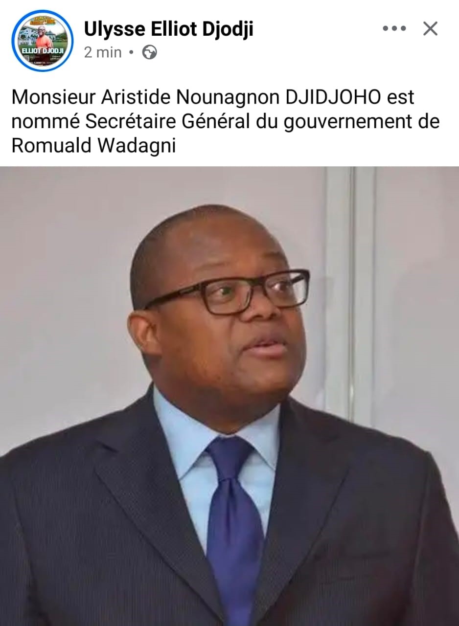 Transition au sommet de l'État : Djidjoho promu secrétaire général de la Présidence