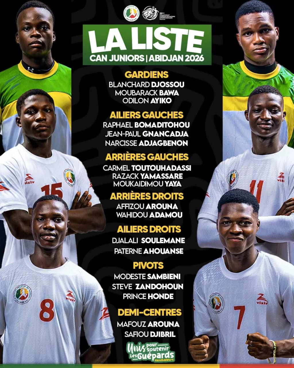 CAN U21 de handball : les 18 Guépards béninois retenus pour Abidjan